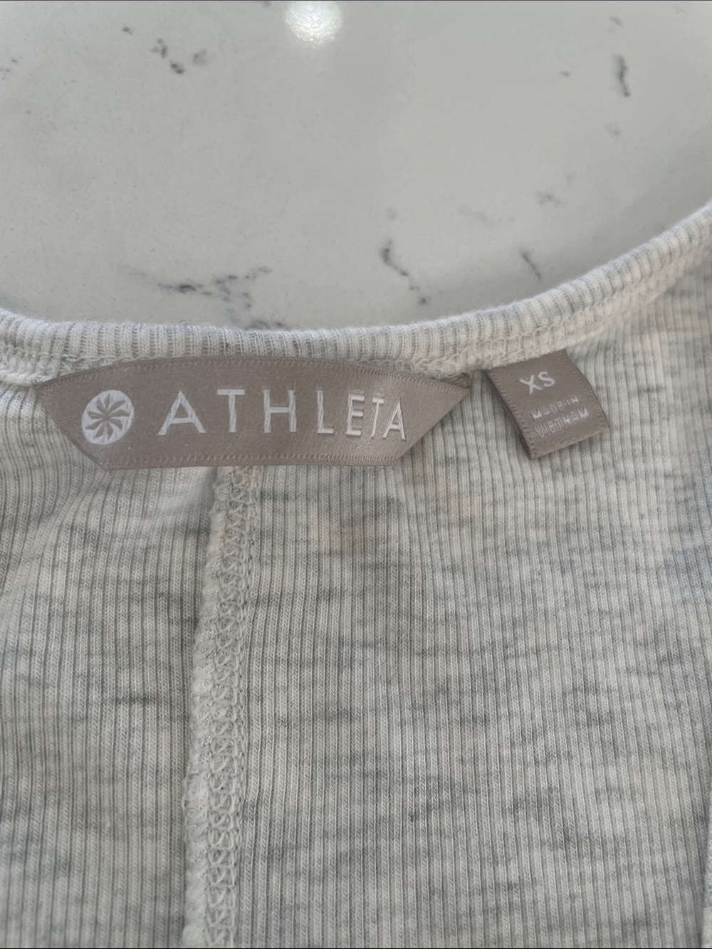 Athleta Heather Gray Ribbed Racerback Tank - Picture 2 of 3